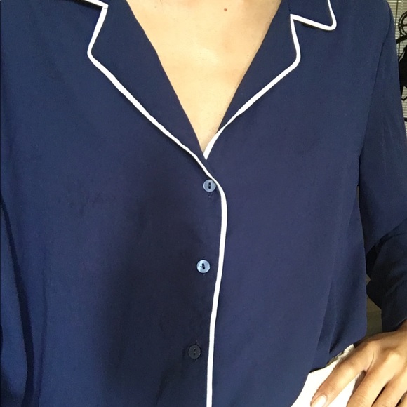 Good bye! button down shirts in navy blue - Picture 2 of 5